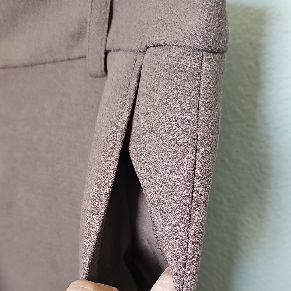 Kenneth Cole High Waist Taupe Dark Roast Brown Dressy Twill Shorts Size 12 - Picture 3 of 10